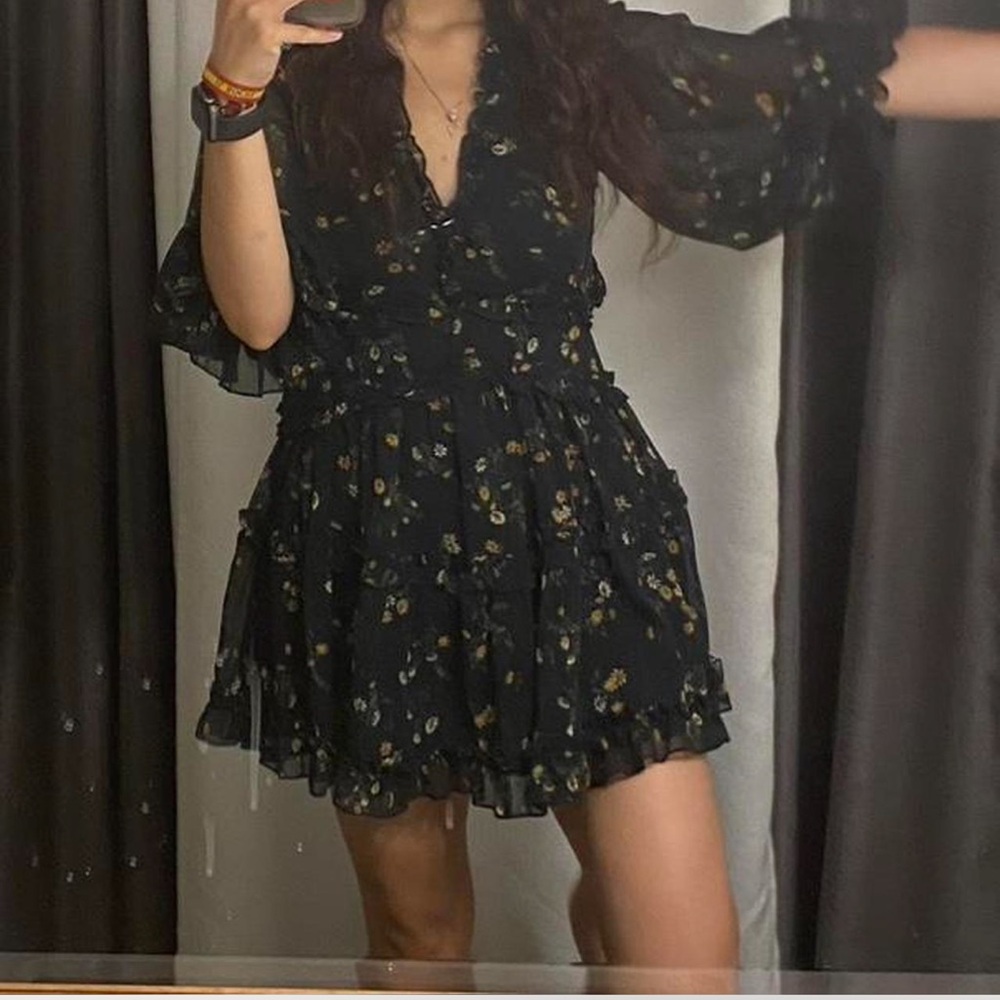 Floral Black Dress